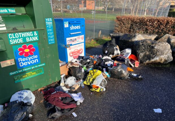 Fly tipping around recycling banks in Exeter